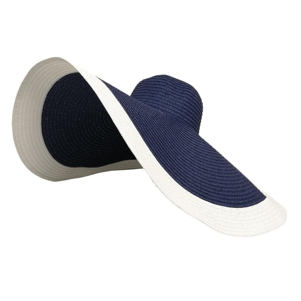 3220 Wide Brim Sun Hats Oversize UV Protection Straw Hats Striped Floppy